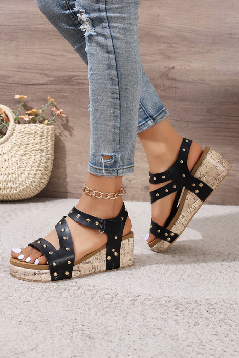 Arleth Out Leather Wedge Sandals