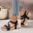  Arleth Out Leather Wedge Sandals