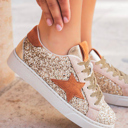 Gold Size 9 Armani Sequined Lace Up Sneakers