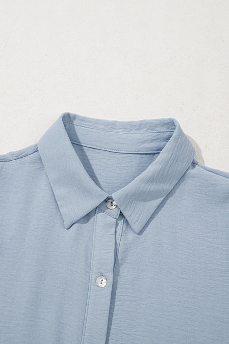 Arya Shirt Collar Button Up Puff Sleeve Tiered Dress
