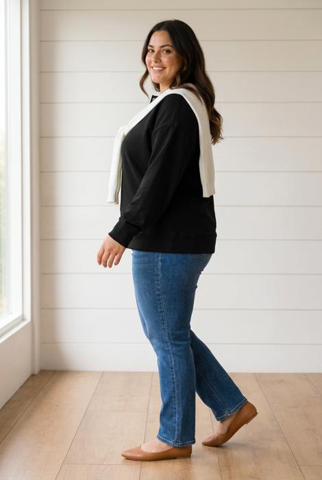 Ashlei Solid Placket PLUS Sweatshirt