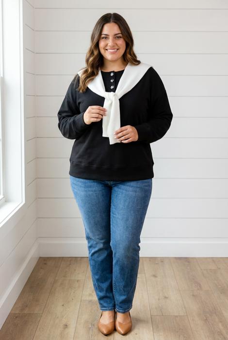 Ashlei Solid Placket PLUS Sweatshirt