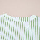  Ashley Stripe Flower Puff Sleeve V Neck Babydoll Blouse