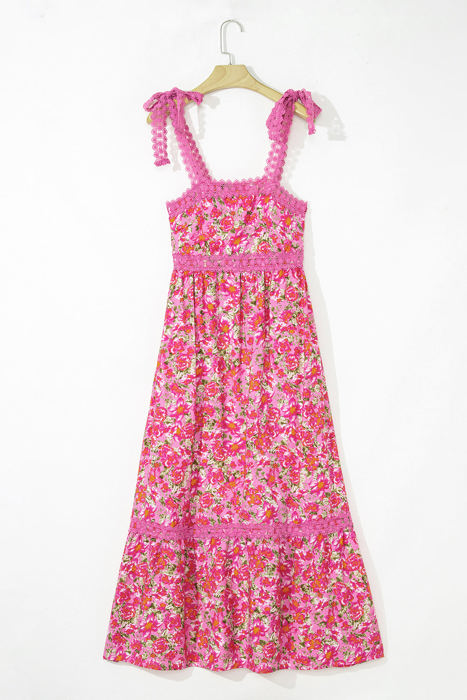 Ashlyn Floral Lace Tied Strap Empire Waist Maxi Dress