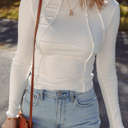 White Medium Astrid Knit Slim Fit Long Sleeve Top