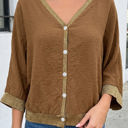  Athena Trim Patchwork Front Blouse
