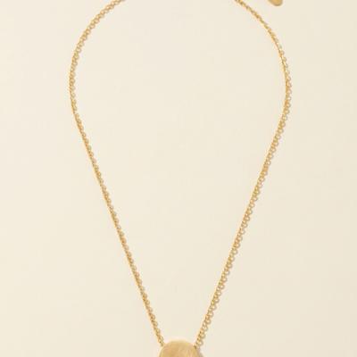 Audrey Gold Dipped Brushed Disc Pendant Necklace