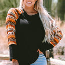  Aurora Raglan Patchwork Long Sleeve Top