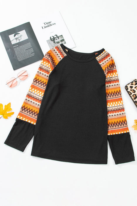 Aurora Raglan Patchwork Long Sleeve Top
