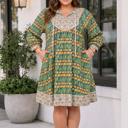 Green 2X Averie Loose Mini PLUS Dress
