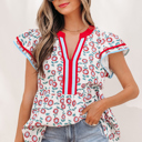  Avery Trim Flutter Sleeve Blouse