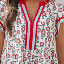  Avery Trim Flutter Sleeve Blouse