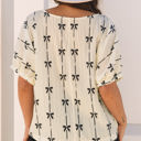  Aviana Bow Print Puff Short Sleeve Top