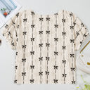  Aviana Bow Print Puff Short Sleeve Top