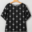  Aviana Bow Print Puff Short Sleeve Top