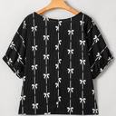  Aviana Bow Print Puff Short Sleeve Top