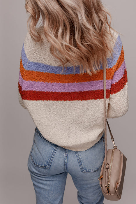 Ayla Striped Color Block Loose Sleeve Chic Sweater