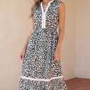 White Large Ayla Trim Sleeveless Midi Dress