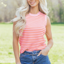 Pink Stripe XL Ayleen Knit Sleeveless Casual Sweater