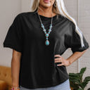  Ayra Loose Half Sleeve Hi Low Hem Top
