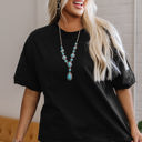  Ayra Loose Half Sleeve Hi Low Hem Top