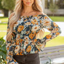  Azalea Sleeve Smocked Peplum Top