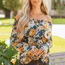 Blue Large Azalea Sleeve Smocked Peplum Top