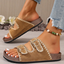  Azaria Buckle Faux Suede Slippers