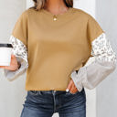  Beazita Patchwork Ruffled Sleeve Sweatshirt