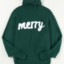 Blackish Green Medium Belen Letter Embroidered High Sweater