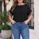 Black XXXXL Belen Patchwork Loose PLUS Tee