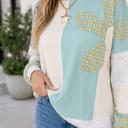  Belinda Light Plaid Patchwork Long Sleeve Top