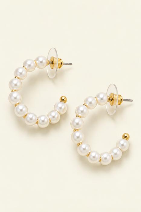 Bella Gold Dipped Pearl Beaded Open Hoop