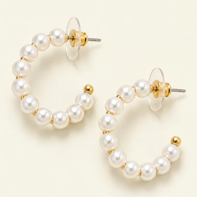 Bella Gold Dipped Pearl Beaded Open Hoop