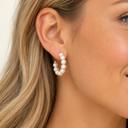  Bella Gold Dipped Pearl Beaded Open Hoop
