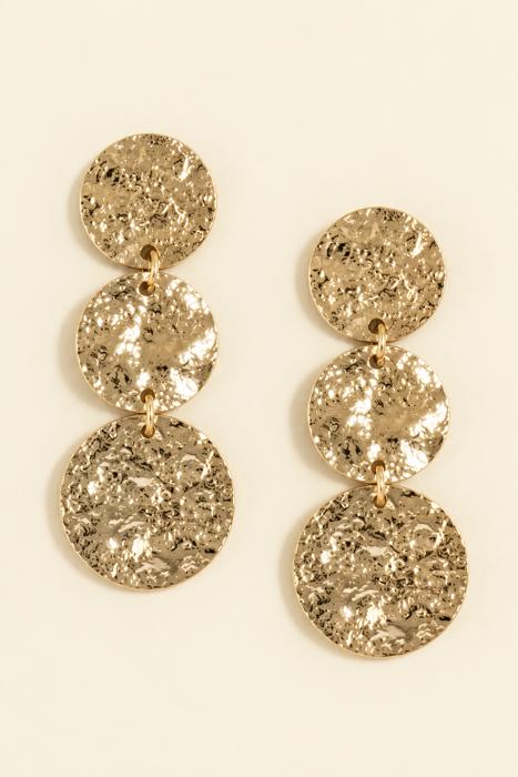 Bella Graduated Hammered Disc Drop Earrings