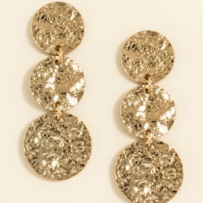 Bella Graduated Hammered Disc Drop Earrings