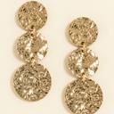  Bella Graduated Hammered Disc Drop Earrings