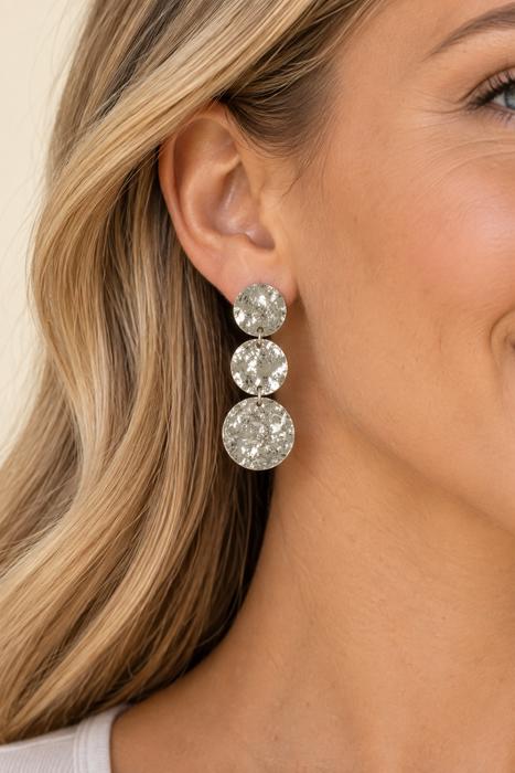 Bella Graduated Hammered Disc Drop Earrings