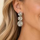  Bella Graduated Hammered Disc Drop Earrings