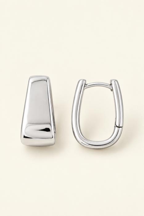 Bella Polished Squared Oval Huggie Hoop Earrings