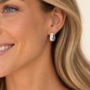  Bella Polished Squared Oval Huggie Hoop Earrings