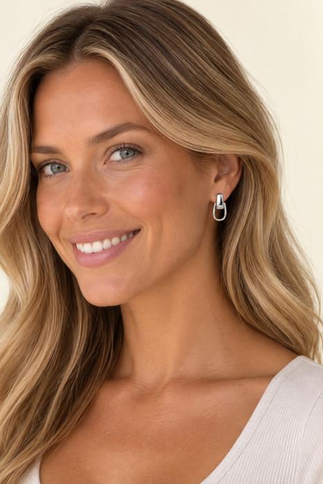 Bella Polished Squared Oval Huggie Hoop Earrings