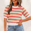 Orange Large Bellamy Knit Short Sleeve Sweater