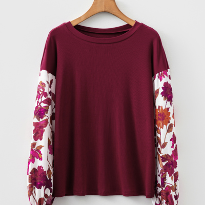 Bellamy Ribbed Body Patchwork Long Sleeve Top