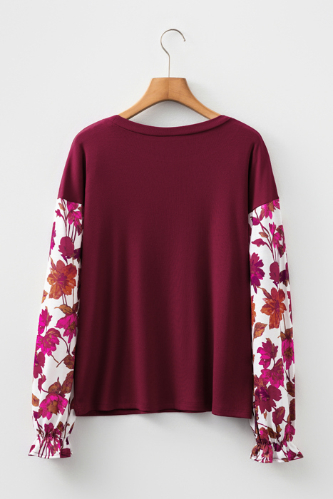 Bellamy Ribbed Body Patchwork Long Sleeve Top