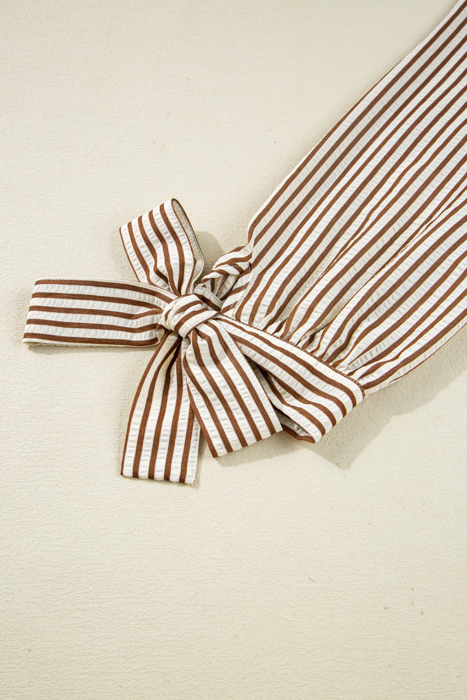 Blair Tied Cuffs Seersucker Blouse