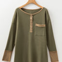 Vineyard Green Small Blake Waffle Textured Tunic Henley Top with Slits