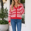 Red Medium Blakelie Front Casual Knit Cardigan