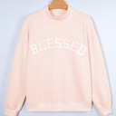 Light Pink XL Blessed Embroidered Mock Sweatshirt